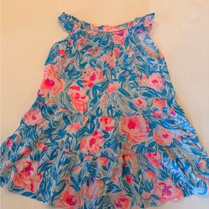 Lilly Pulitzer Blue and Pink Floral Tiered Dress
